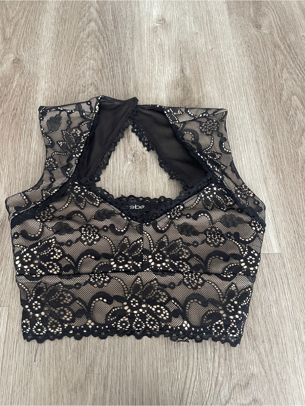 bebe Black Lace Camisole Bralette